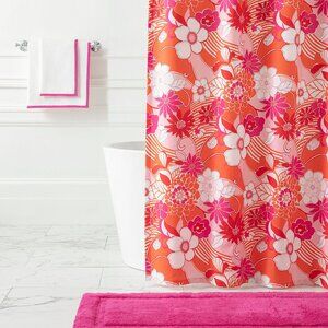 Annie Selke Shower Curtain - Far Out Floral Tangerine